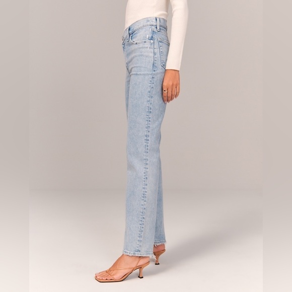 AF Curve Love High Rise 90s Straight Jean Light Criss-Cross Button waist Size 27 - Picture 4 of 15